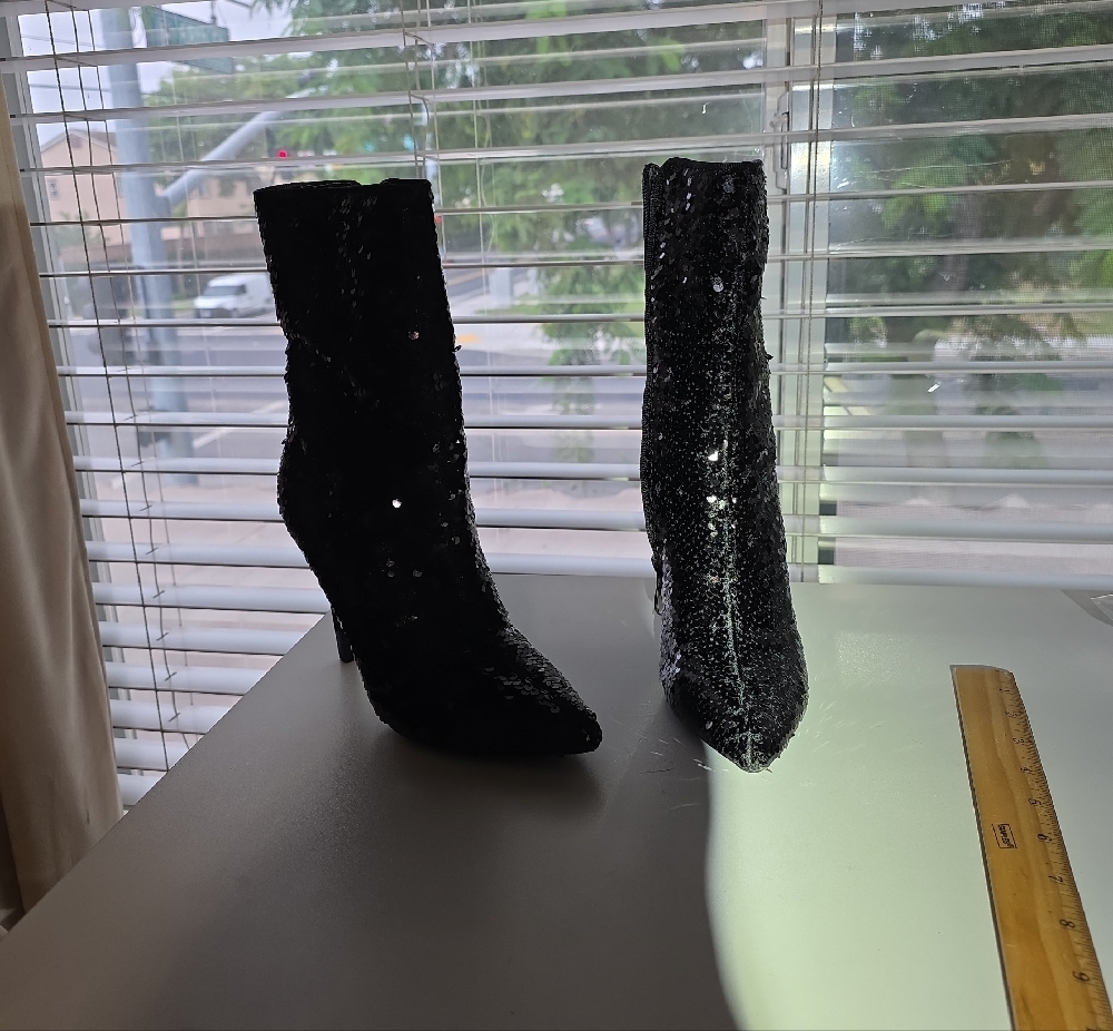 Cape Robbin Black Sequin Pointed-Toe Stiletto Ankle Boots